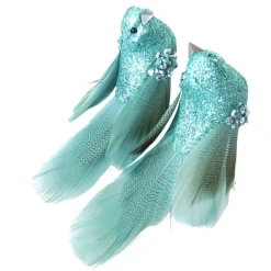 BIRD BLUE- TEAL 5.5″ W/ GLITTER & SEQUINS 2/S W/ CLIP