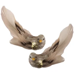 BIRD CHAMPAGNE 4.5″ W/ CLIP,SEQUINS, GLITTER AND FEATHER TAIL 3/S