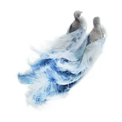 BIRD GRAY 10.25″ FABRIC W/ LONG BLUE TAIL 2/S W/ CLIP
