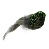 BIRD GREEN FEATHERS 6″ W/ SEQUINS