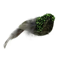 BIRD GREEN FEATHERS 6″ W/ SEQUINS
