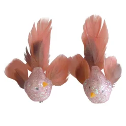 BIRD PINK FEATHERS 7″ PINK GLITTER W/ CLIP 2 ASSTD.