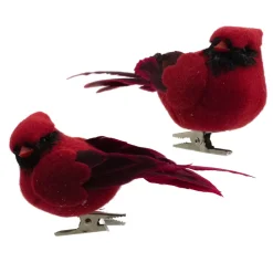 BIRD RED CARDINAL 4.25″ W/ CLIP 2/S