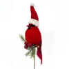 BIRD RED CARDINAL 13.5″ W/ SANTA HAT ON PICK