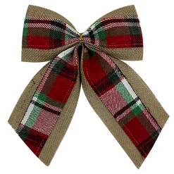 BOW BURLAP/PLAID 10.5″