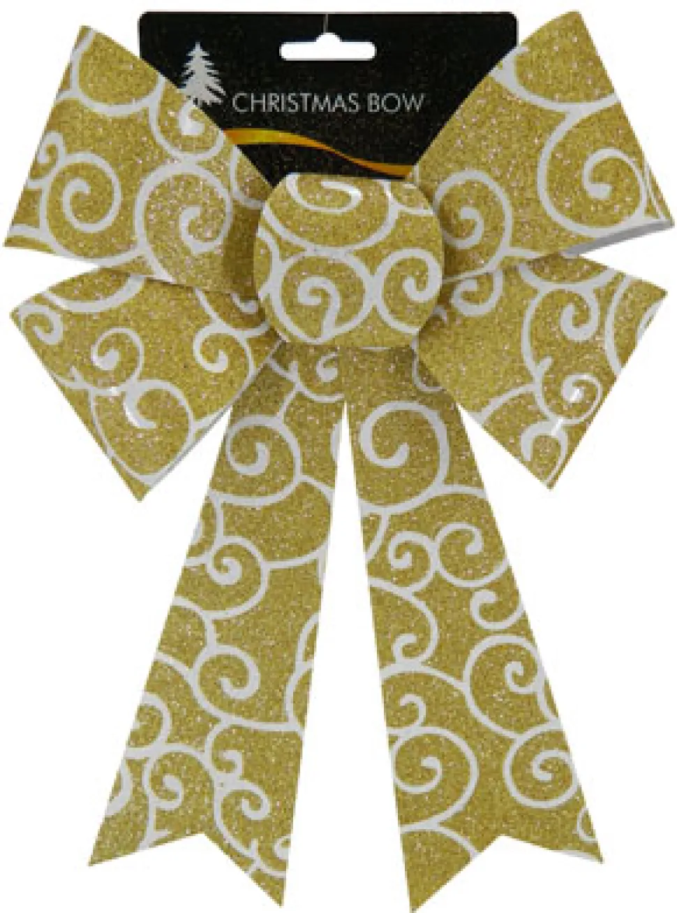 BOW GOLD/ WHITE GLITTER 8″ X 12″ SWIRL PATTERN