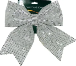 BOW SILVER SEQUIN 10.5″ X 13.5″