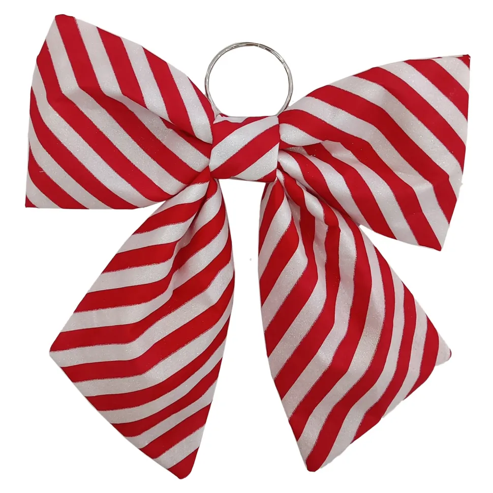 BOW SPONGE/FABRIC 13″ CANDY CANE STRIPE