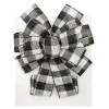 BOW TREE TOPPER 11″ X 31″ WHITE/BLACK BUFFALO PLAID