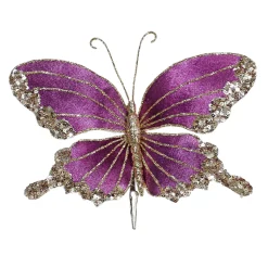 BUTTERFLY PURPLE 9″x5.5″ VELVET W/ CHAMPAGNE GLITTER & SEQUIN W/ CLIP