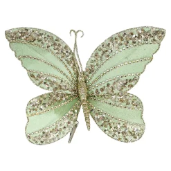 BUTTERFLY SAGE GREEN/CHAMPAGNE 7.8X7.5″ GLITTER VELVET