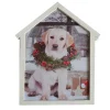 CANVAS W/ FRAME 12″X15″20 LED DOG W/ WREATH W/TIMER