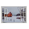 CANVAS W/ FRAME 35″X24″4 LED SNOWY FARM/ BARN SCENE W/TIMER