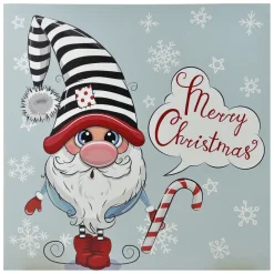 CANVAS 16″X16″ 30 FIBERS GNOME W/ CANDY CANE (TMR)