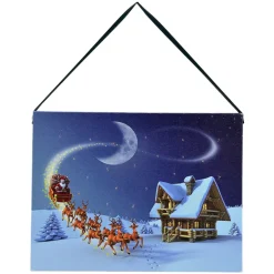 CANVAS 8″X6″ 20 FIBRES SANTA’S SLEIGH W/ REINDEERS