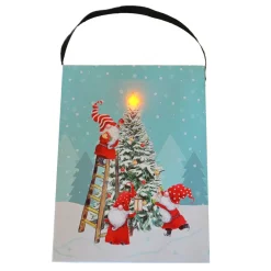CANVAS 6″X8″ 1 LED GNOME ON XMAS TREE
