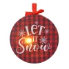 CANVAS 5″X5″ 1 LED PLAID W/ “LET IT SNOW”