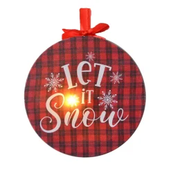 CANVAS 5″X5″ 1 LED PLAID W/ “LET IT SNOW”