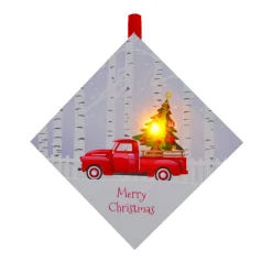 CANVAS 5″X5″ 1 LED W/ TREE ON A TRUCK