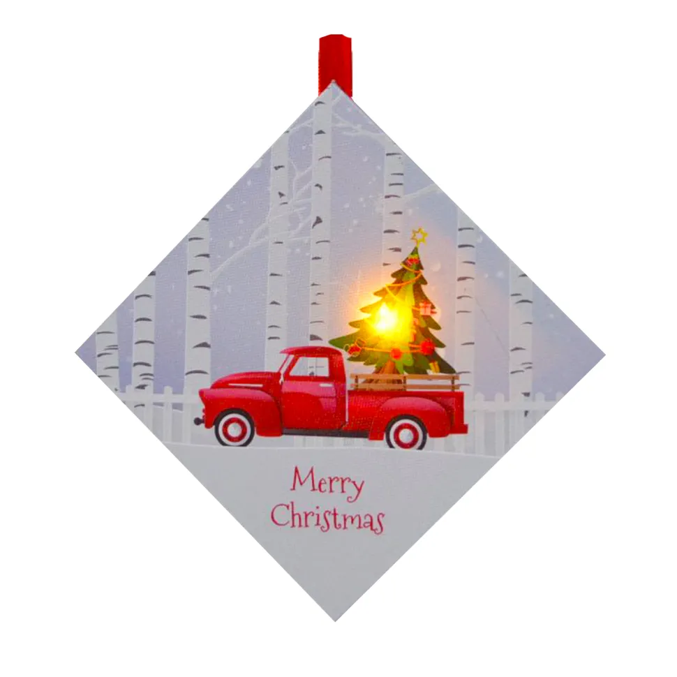 CANVAS 5″X5″ 1 LED W/ TREE ON A TRUCK