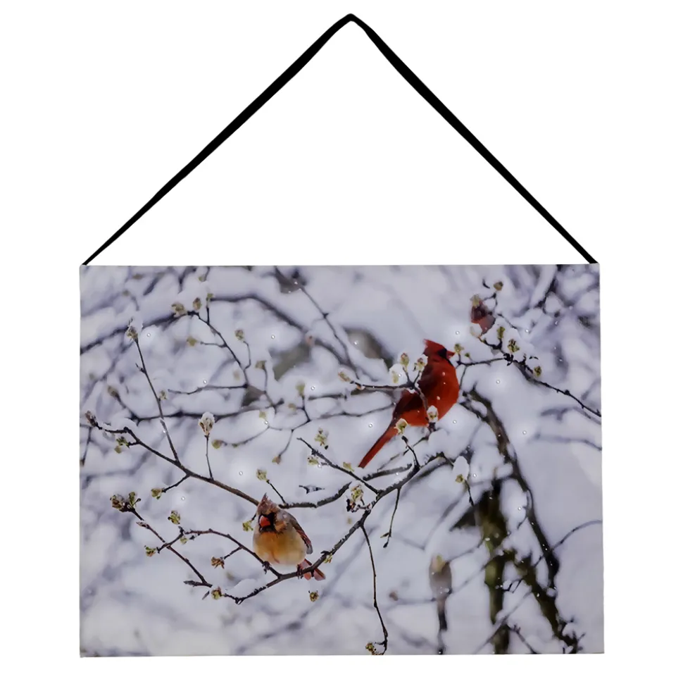 CANVAS 8″X6″ LED 20 FIBERS 2 BIRDS ON BRANCH