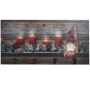 CANVAS 24″X12″ 5LED RED CANDLES AND LAMP W/4 COAT HOOKS BF