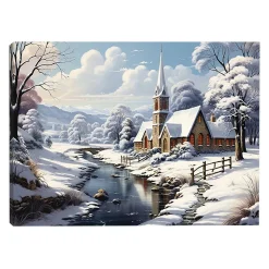 CANVAS 16″x12″ LIGHT UP CHURCH 4PCS LED+6/18TIMER
