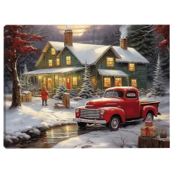 CANVAS 16″x12″ LIGHT UP RED TRUCK 6PCS LED+6/18TIMER