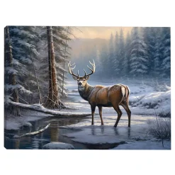 CANVAS 16″x12″ LIGHT UP REINDEER 30PCS LED FIBERS+6/18TIMER