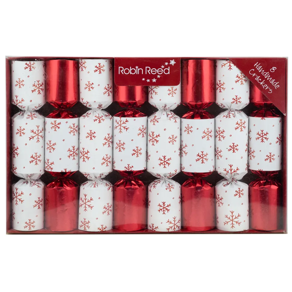 CHRISTMAS CRACKER DLX 8PCX8.5″ WHITE W/ RED SNOWFLAKE PRINT