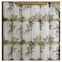 CHRISTMAS CRACKER PREMIUM 6PCSx12″ JOY NOEL W/ BERRIES WHITE/MULTI COLORED W/ PICADILLY
