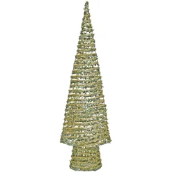 CONE TREE 31.5″ HEMP ROPE & GREEN LEAVES W/ GLITTER
