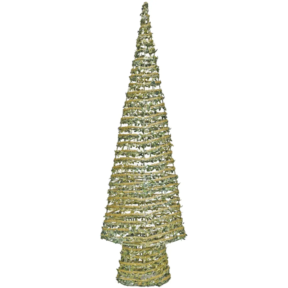 CONE TREE 31.5″ HEMP ROPE & GREEN LEAVES W/ GLITTER