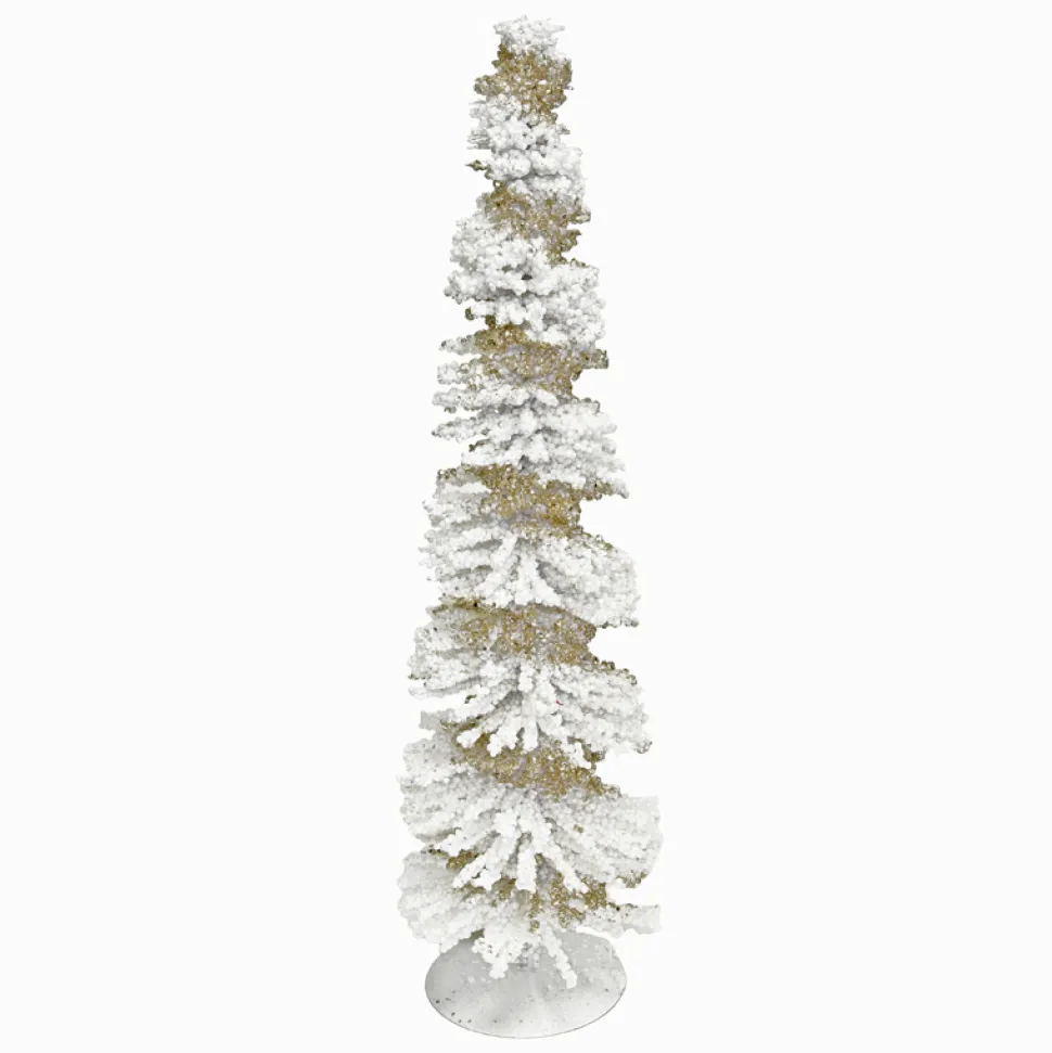 CONE TREE 20″ WHITE BERRIES SPIRAL W/ GOLD GLITTER