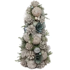 CONE TREE BICH/ SAGE GREEN 16″ MIXED PINECONE & BIRCH ROLL