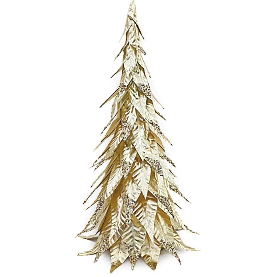 CONE TREE METALLIC CHAMPAGNE LEAVES 26″ W/ GLITTER