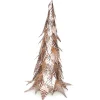 CONE TREE METALLIC ROSE GOLD LEAVES 19″ W/ GLITTER