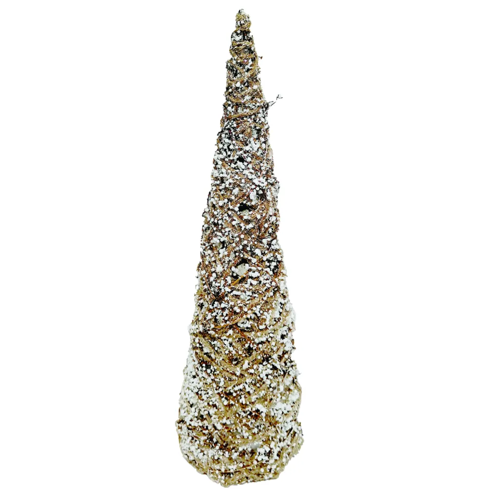 CONE TREE NATURAL ROPE 15.5″ SNOW FROSTING