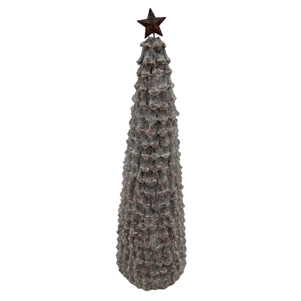 CONE TREE PINECONE FROSTED 19″ W/ STAR