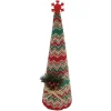 CONE TREE PLUSH 15″ W/ SNOWFLAKE, BERRIES & NEEDLE PINE RED/GREEN