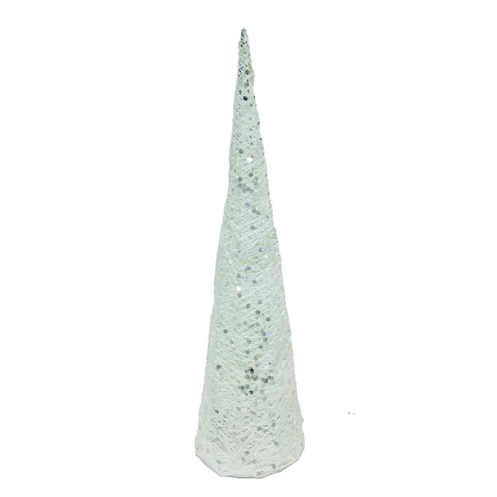 CONE TREE WHITE GLITTER 23.5″