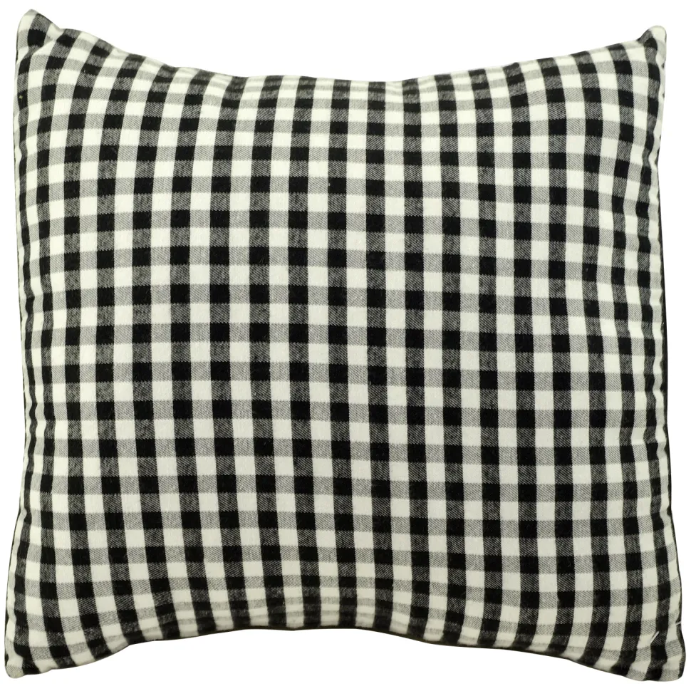 CUSHION DECORATIVE 14″ X 14″ WHITE/ BLACK CHECK
