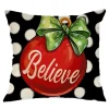CUSHION DECORATIVE 16″x16″ “BELIEVE” BLACK/RED/GREEN
