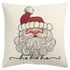 CUSHION DECORATIVE 16″x16″ “HO HO HO” IVORY/RED