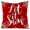 CUSHION DECORATIVE 16″x16″ “LET IT SNOW” RED/WHITE