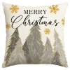CUSHION DECORATIVE 16″x16″ “MERRY CHRISTMAS” IVORY/GRAY