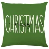 CUSHION DECORATIVE 16″x16″ “MERRY CHRISTMAS” GREEN/WHITE