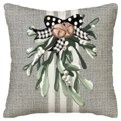 CUSHION DECORATIVE 16″x16″ MISTLETOE GRAY/IVORYBLACK