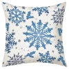 CUSHION DECORATIVE 16″x16″ SNOWFLAKES WHITE/BLUE