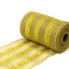 DECOR MESH 06″ X 10 YDS NATURAL W/ GOLD METALLIC STRIPES